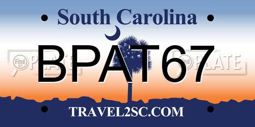 BPAT67 South Carolina License Plate