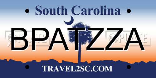 BPATZZA South Carolina License Plate