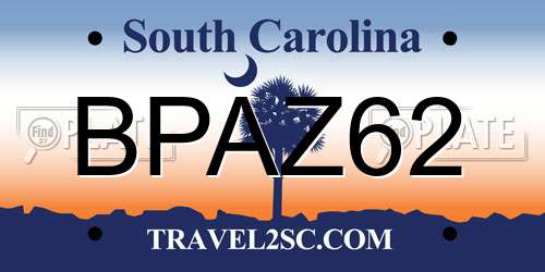 BPAZ62 South Carolina License Plate