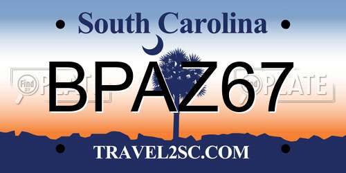 BPAZ67 South Carolina License Plate