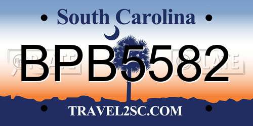 BPB5582 South Carolina License Plate