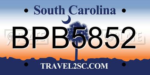 BPB5852 South Carolina License Plate