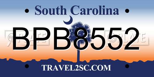 BPB8552 South Carolina License Plate