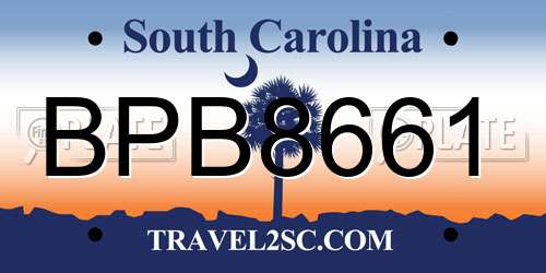 BPB8661 South Carolina License Plate