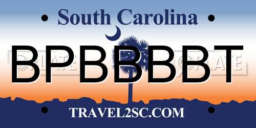 BPBBBBT South Carolina License Plate