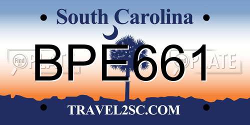 BPE661 South Carolina License Plate