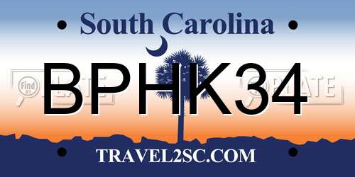 BPHK34 South Carolina License Plate