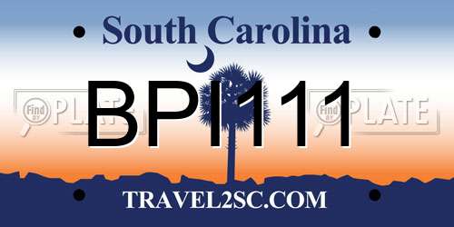 BPI111 South Carolina License Plate