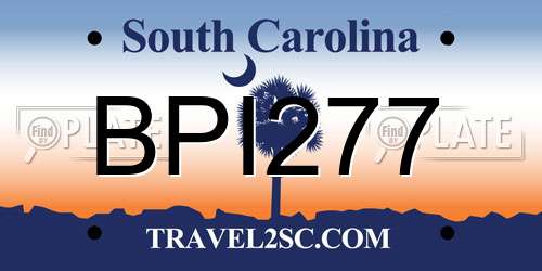 BPI277 South Carolina License Plate