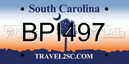 BPI497 South Carolina License Plate