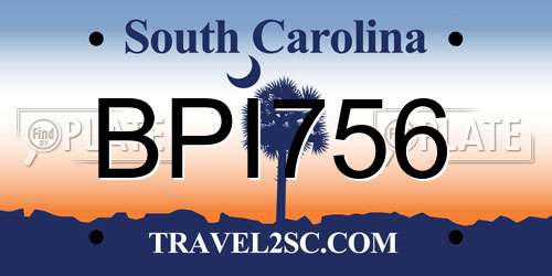 BPI756 South Carolina License Plate