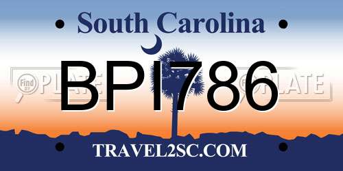 BPI786 South Carolina License Plate