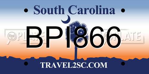 BPI866 South Carolina License Plate