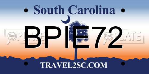 BPIE72 South Carolina License Plate