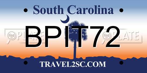 BPIT72 South Carolina License Plate