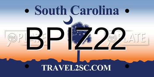 BPIZ22 South Carolina License Plate