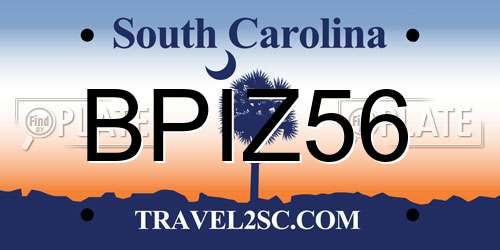 BPIZ56 South Carolina License Plate