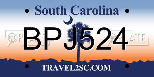 BPJ524 South Carolina License Plate