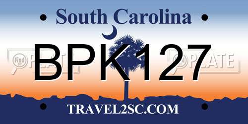 BPK127 South Carolina License Plate