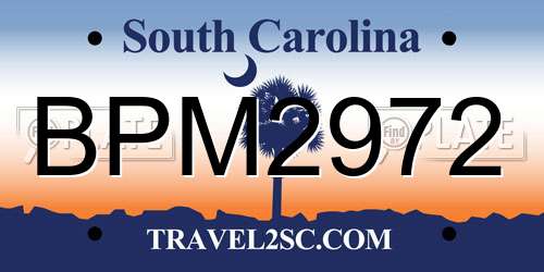 BPM2972 South Carolina License Plate