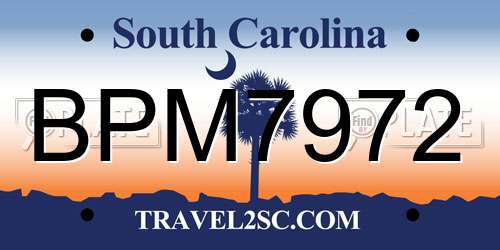BPM7972 South Carolina License Plate
