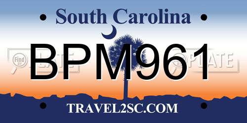 BPM961 South Carolina License Plate