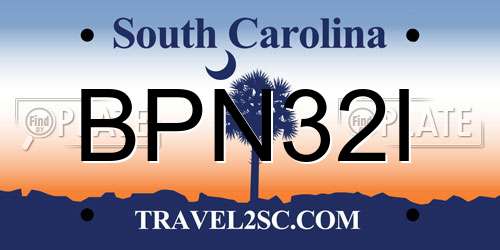 BPN32I South Carolina License Plate