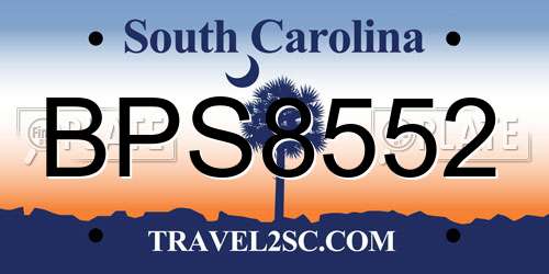 BPS8552 South Carolina License Plate