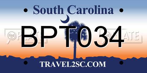 BPT034 South Carolina License Plate