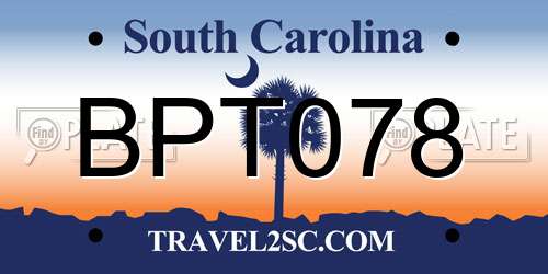 BPT078 South Carolina License Plate