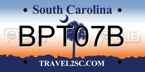 BPT07B South Carolina License Plate