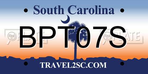 BPT07S South Carolina License Plate
