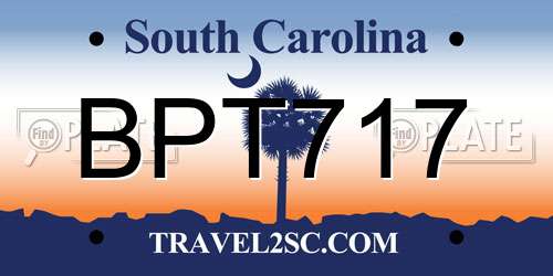 BPT717 South Carolina License Plate