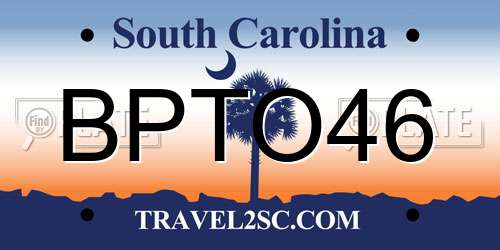 BPTO46 South Carolina License Plate