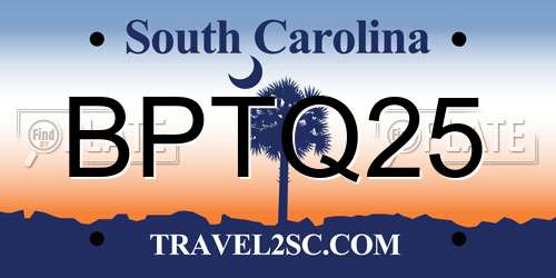 BPTQ25 South Carolina License Plate