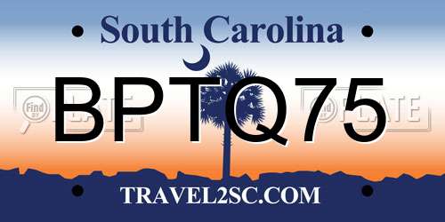 BPTQ75 South Carolina License Plate