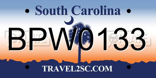 BPW0133 South Carolina License Plate
