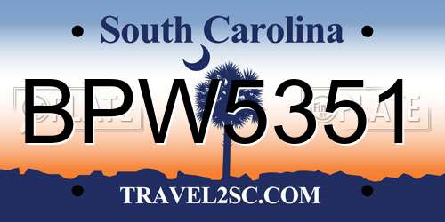 BPW5351 South Carolina License Plate