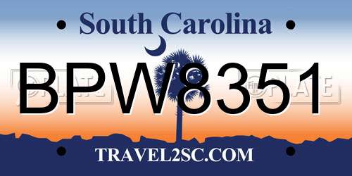 BPW8351 South Carolina License Plate
