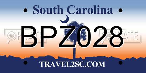 BPZ028 South Carolina License Plate