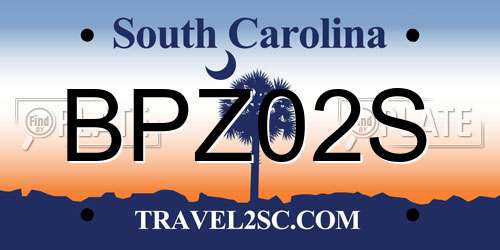 BPZ02S South Carolina License Plate