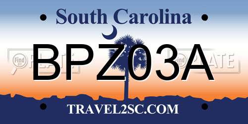 BPZ03A South Carolina License Plate