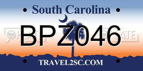 BPZ046 South Carolina License Plate