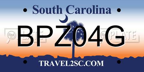 BPZ04G South Carolina License Plate