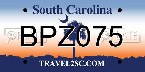 BPZ075 South Carolina License Plate