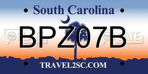 BPZ07B South Carolina License Plate