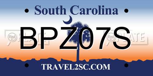 BPZ07S South Carolina License Plate
