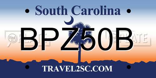 BPZ50B South Carolina License Plate