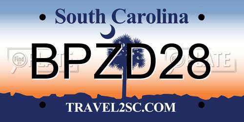 BPZD28 South Carolina License Plate
