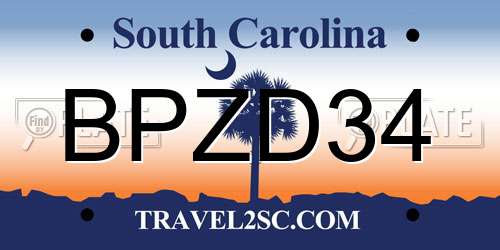 BPZD34 South Carolina License Plate